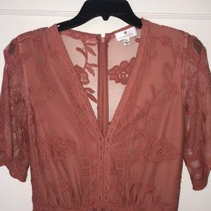 Socialite plunging v lace romper